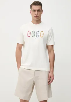 PS Paul Smith tricou din bumbac barbati, culoarea bej, cu imprimeu, M2R.965X.PP5015 imagine