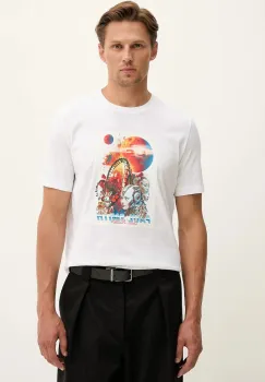 PS Paul Smith tricou din bumbac culoarea alb, cu imprimeu, M2R-011R-TP5415 imagine