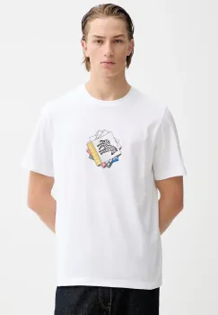 PS Paul Smith tricou din bumbac culoarea alb, cu imprimeu, M2R-011R-VP5614 imagine