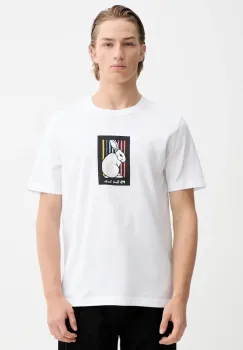 PS Paul Smith tricou din bumbac culoarea alb, cu imprimeu, M2R-011R-VP5620 imagine