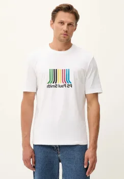 PS Paul Smith tricou din bumbac culoarea alb, cu imprimeu, M2R-220X-TP5408 imagine