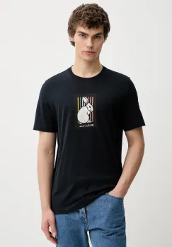 PS Paul Smith tricou din bumbac culoarea albastru marin, cu imprimeu, M2R-011R-VP5620 imagine