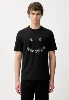 PS Paul Smith tricou din bumbac culoarea negru, cu imprimeu, M2R-220X-VP5589 imagine