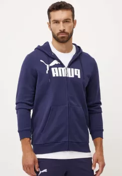 Puma bluza barbati, culoarea albastru marin, cu gluga, cu imprimeu imagine