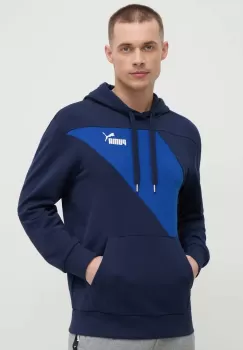 Puma bluza barbati, culoarea albastru marin, cu gluga, modelator imagine