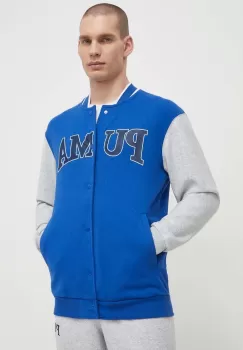 Puma bluza barbati, culoarea albastru marin, cu imprimeu imagine
