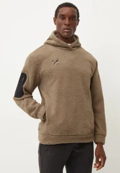 Puma bluza barbati, culoarea bej, cu gluga, neted, 681657 imagine