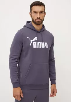 Puma bluza barbati, culoarea gri, cu gluga, cu imprimeu imagine