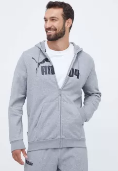 Puma bluza barbati, culoarea gri, cu gluga, cu imprimeu imagine