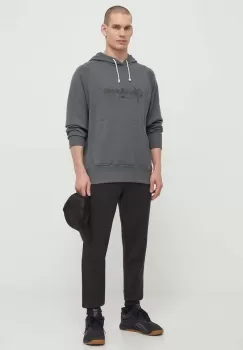 Puma bluza barbati, culoarea gri, cu gluga, cu imprimeu imagine