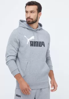Puma bluza barbati, culoarea gri, cu gluga, cu imprimeu imagine