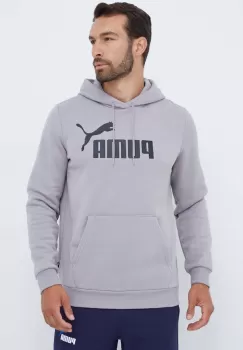 Puma bluza barbati, culoarea gri, cu gluga, cu imprimeu imagine