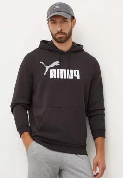 Puma bluza barbati, culoarea negru, cu gluga, cu imprimeu imagine