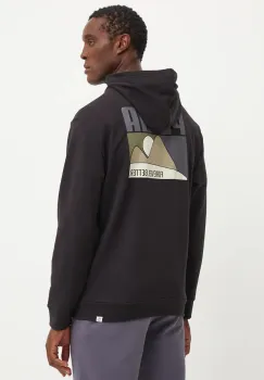 Puma bluza barbati, culoarea negru, cu gluga, cu imprimeu, 681759 imagine