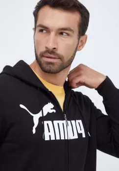 Puma bluza barbati, culoarea negru, cu gluga, cu imprimeu imagine