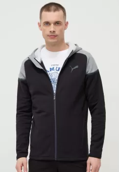 Puma bluza barbati, culoarea negru, cu gluga, melanj imagine