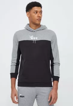 Puma bluza barbati, culoarea negru, cu gluga, modelator imagine
