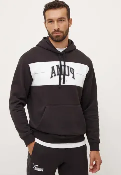 Puma bluza barbati, culoarea negru, cu gluga, modelator, 681796 imagine