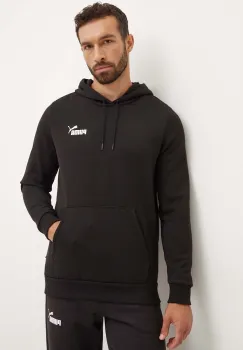 Puma bluza barbati, culoarea negru, cu gluga, neted, 586690 imagine