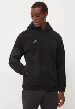 Puma bluza barbati, culoarea negru, cu gluga, neted, 681657 imagine