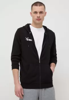 Puma bluza barbati, culoarea negru, cu gluga, neted imagine