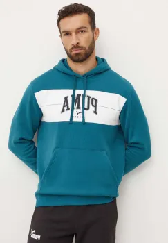 Puma bluza barbati, culoarea turcoaz, cu gluga, modelator, 681796 imagine