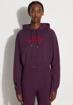Puma bluza Classics Play Paris Relaxed Hoodie femei, culoarea violet, cu gluga, cu imprimeu, 627484 imagine