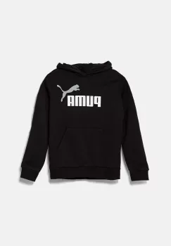 Puma bluza copii culoarea gri, cu gluga, cu imprimeu imagine