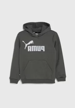 Puma bluza copii culoarea gri, cu gluga, cu imprimeu imagine