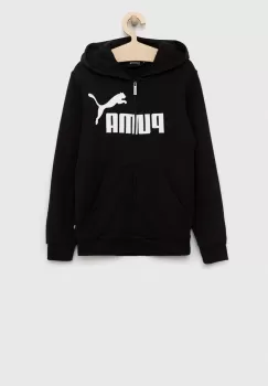 Puma bluza copii culoarea negru, cu gluga, cu imprimeu imagine