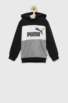 Puma bluza copii culoarea negru, cu gluga, modelator imagine