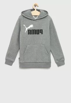 Puma bluza copii ESS+ 2 Col Big Logo Hoodie FL B culoarea gri, cu gluga, cu imprimeu imagine