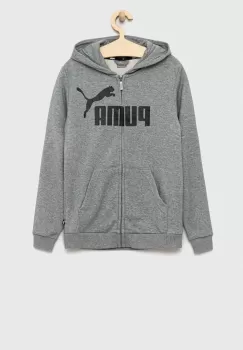Puma bluza copii ESS Big Logo FZ Hoodie TR B culoarea gri, cu gluga, modelator imagine