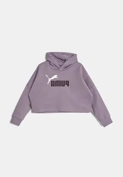 Puma bluza copii ESS Logo Cropped Hoodie culoarea violet, cu gluga, cu imprimeu, 671134 imagine