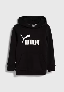 Puma bluza copii ESS Logo Hoodie FL G culoarea negru, cu gluga, cu imprimeu imagine