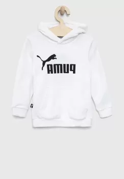 Puma bluza copii ESS Logo Hoodie TR G culoarea alb, cu gluga, cu imprimeu imagine