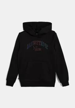 Puma bluza copii ESS+ LOGO LABdient Hoodie culoarea negru, cu gluga, cu imprimeu, 681843 imagine