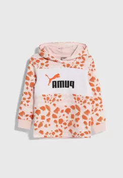 Puma bluza copii ESS MIX MTCH Hoodie TR culoarea roz, cu gluga, modelator imagine