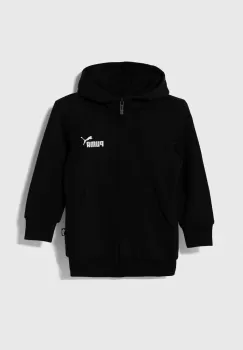 Puma bluza copii ESS Small Logo Full-Zip Hoodie TR G culoarea negru, cu gluga, neted imagine