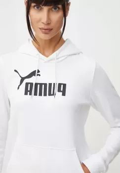 Puma bluza femei, culoarea alb, cu gluga, cu imprimeu 586797 imagine