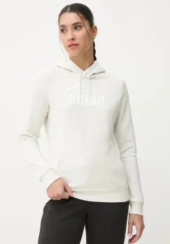 Puma bluza femei, culoarea bej, cu gluga, cu imprimeu imagine
