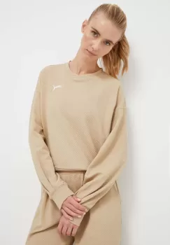 Puma bluza femei, culoarea bej, neted imagine