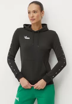 Puma bluza femei, culoarea negru, cu gluga, cu imprimeu, 677921 imagine
