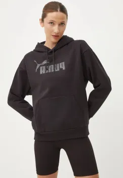 Puma bluza femei, culoarea negru, cu gluga, cu imprimeu, 681492 imagine