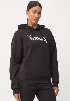 Puma bluza femei, culoarea negru, cu gluga, cu imprimeu, 681534 imagine