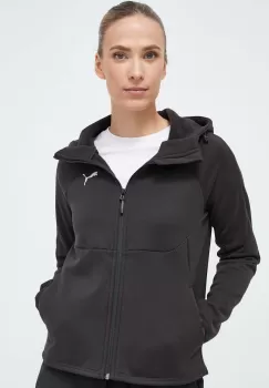 Puma bluza femei, culoarea negru, cu gluga, neted imagine