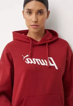 Puma bluza femei, culoarea rosu, cu gluga, cu imprimeu, 681534 imagine