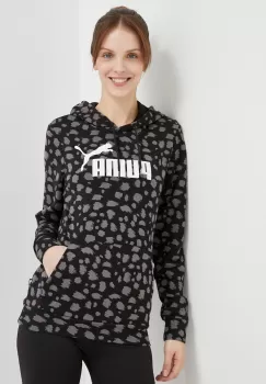 Puma bluza trening culoarea negru, cu gluga, modelator imagine