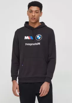 Puma bluza x BMW Motorsport barbati, culoarea negru, cu gluga, cu imprimeu imagine