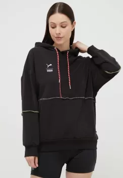 Puma bluza X TRP femei, culoarea negru, cu gluga, modelator imagine